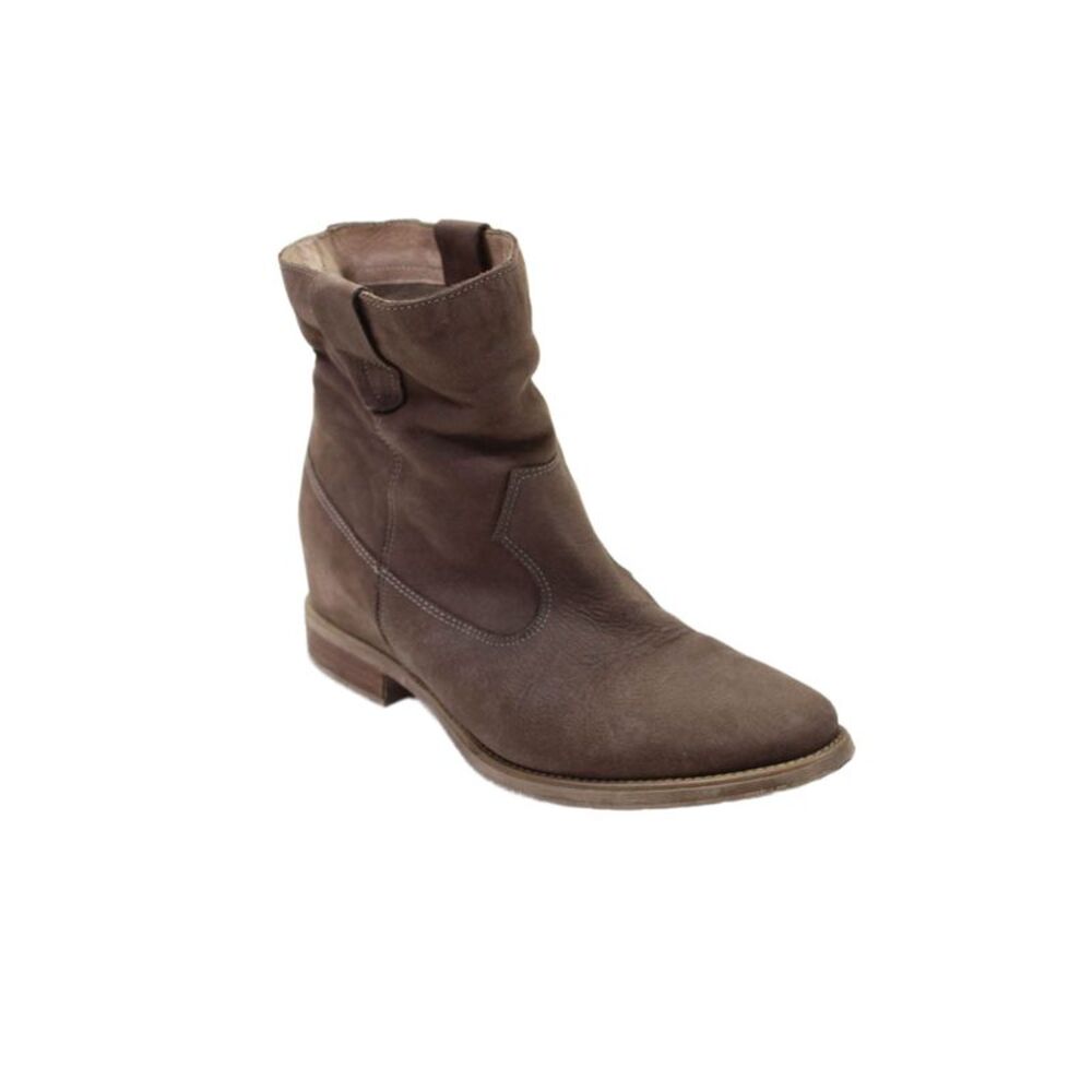 Maiden Lane Womens Suede Wedge Heels Ankle Boots Shoes Beige Size 9